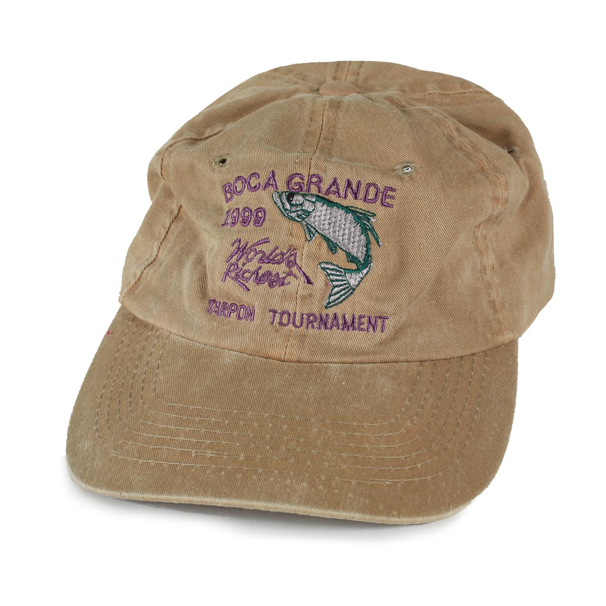 Vintage Boca Grande Fishing Tournament Hat Khaki 1999 Front