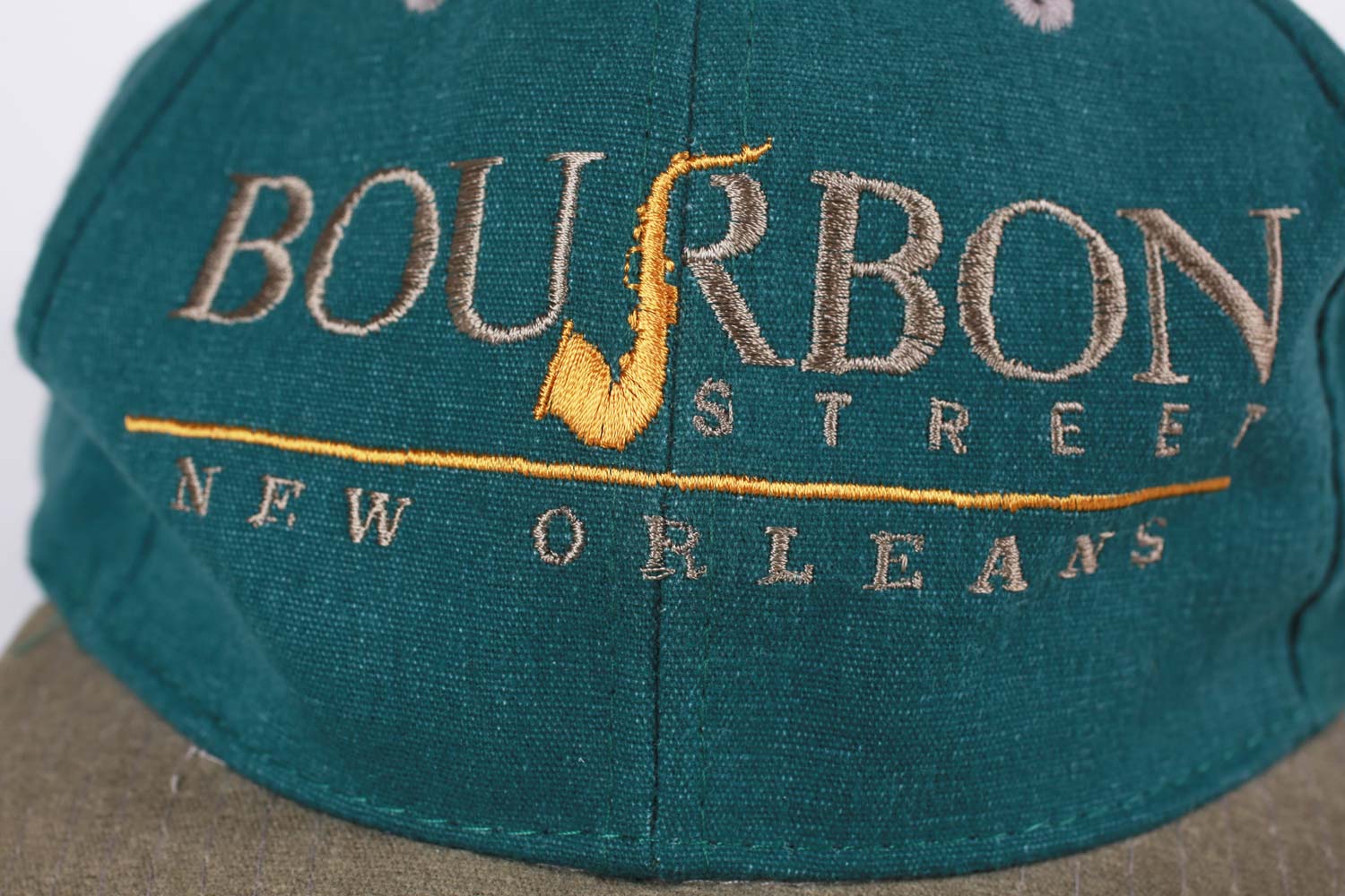 Vintage Bourbon Street Velcro Strapback Hat Green