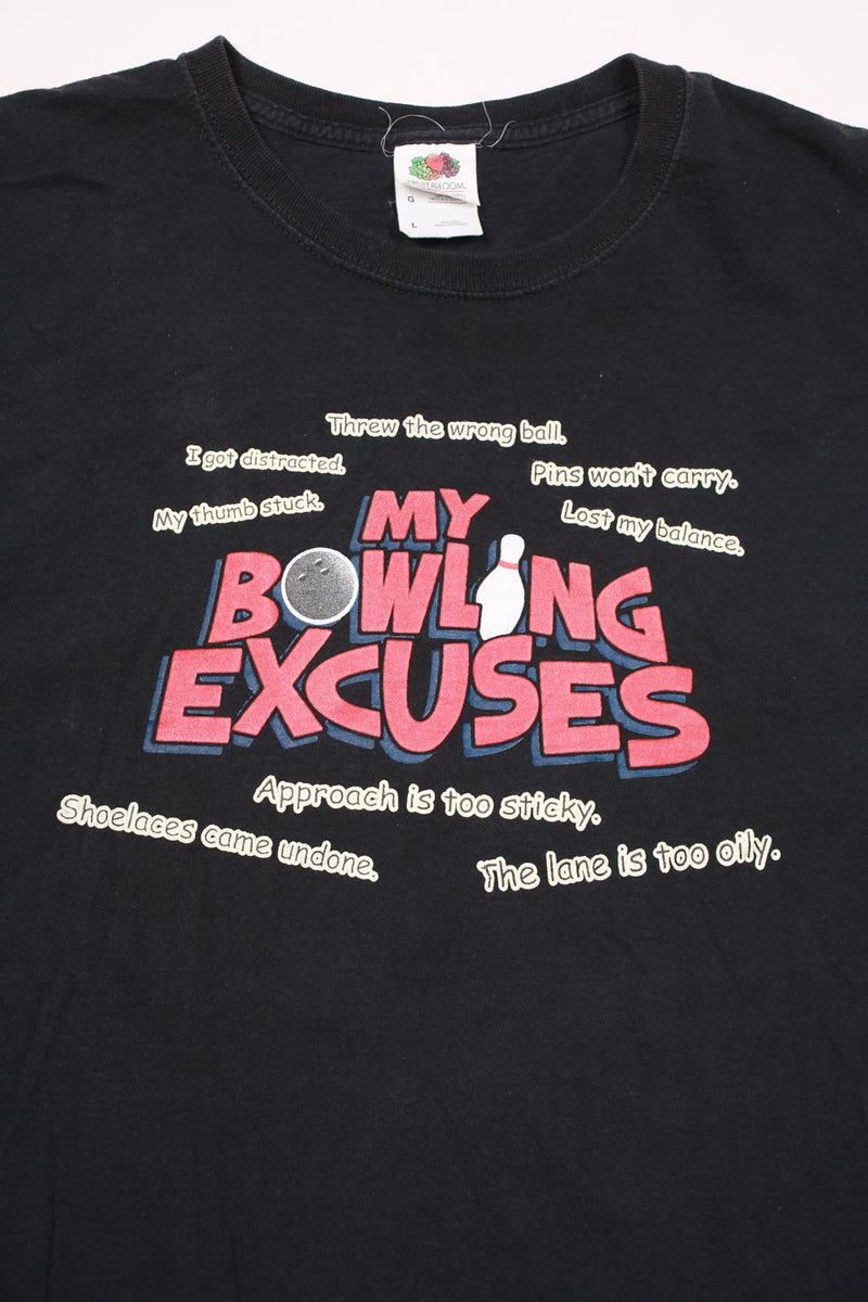 Vintage My Bowling Excuses Tee Black L