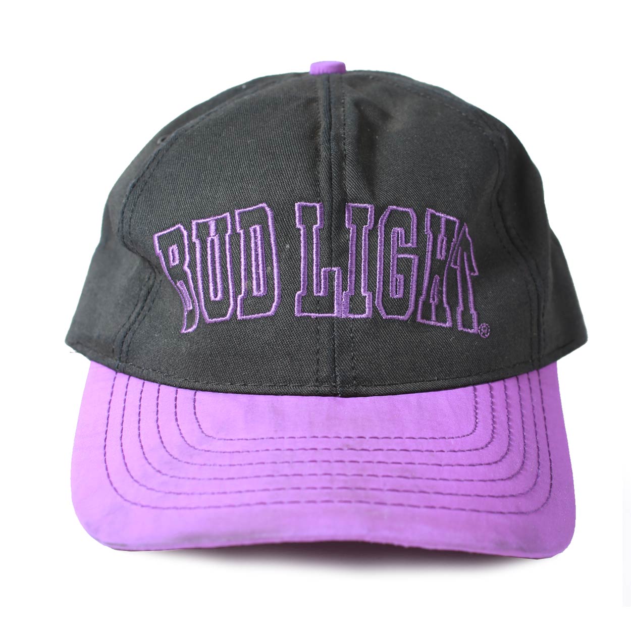 Vintage Bud Light Bungee Strapback Hat Black and Purple