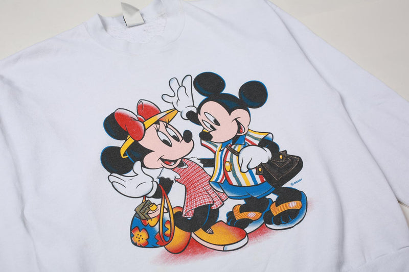 Vintage Disney Mickey & Minnie Crewneck Sweatshirt White L
