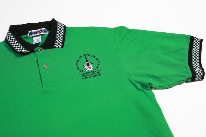 Vintage Dog Agility Steeple Chase Polo Shirt Kelly Green M