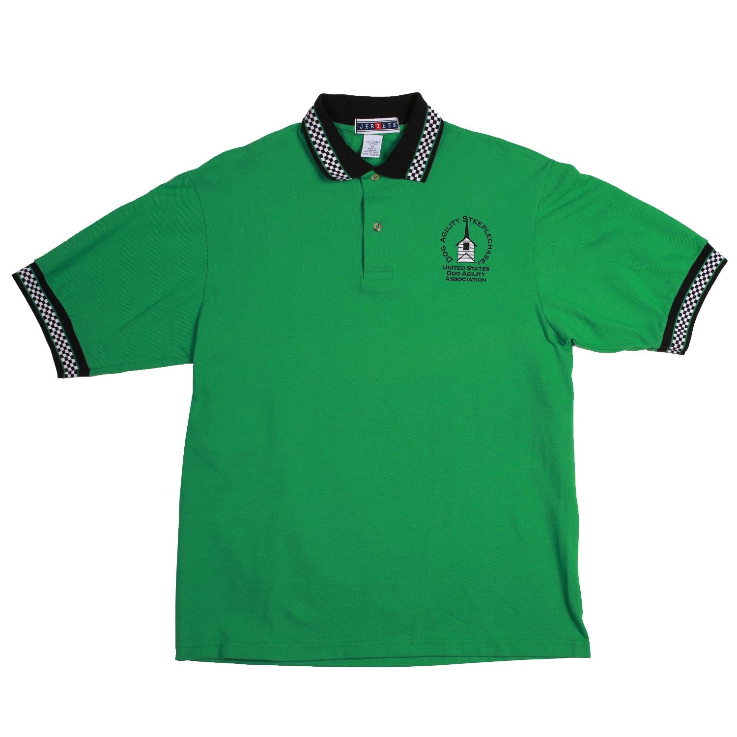 Vintage Dog Agility Steeple Chase Polo Shirt Kelly Green M