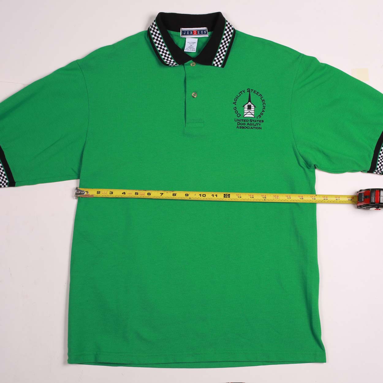 Vintage Dog Agility Steeple Chase Polo Shirt Kelly Green M