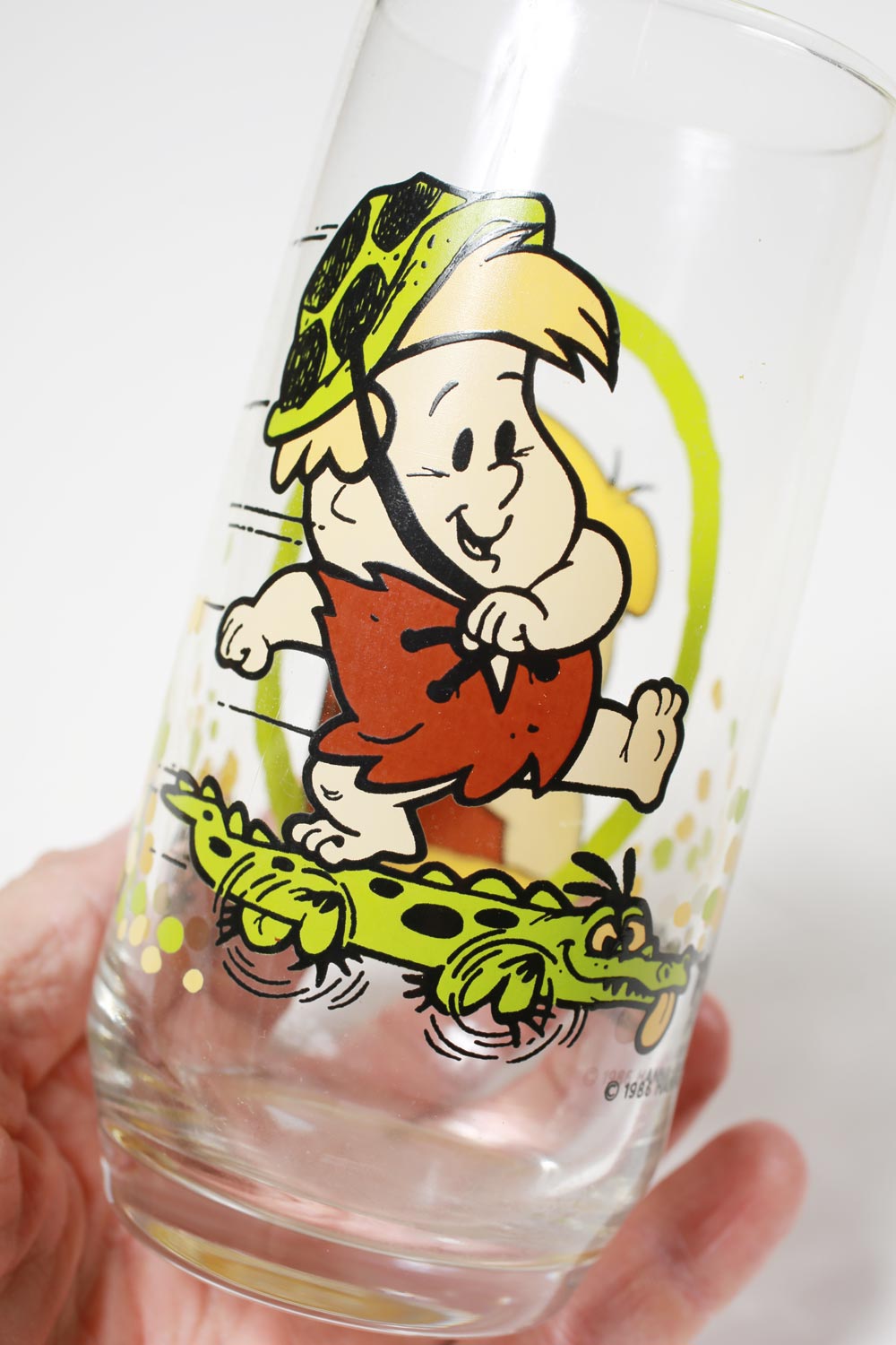 Vintage Flintstones Barney Skateboarding Glass Cup