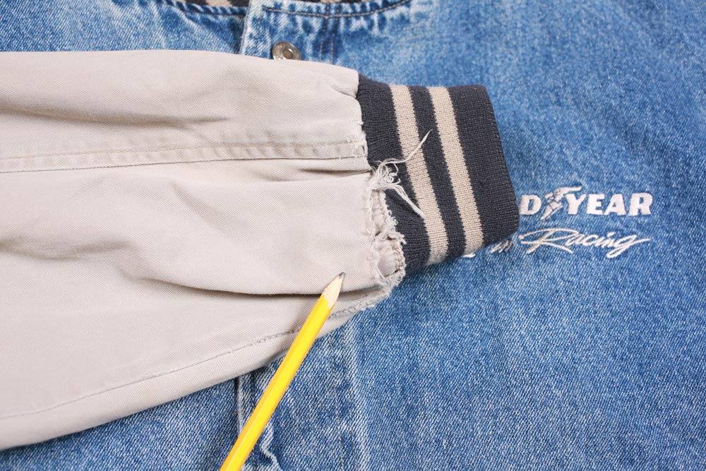 Vintage Goodyear Racing Men's Bomber Jacket Denim 2 Tone L