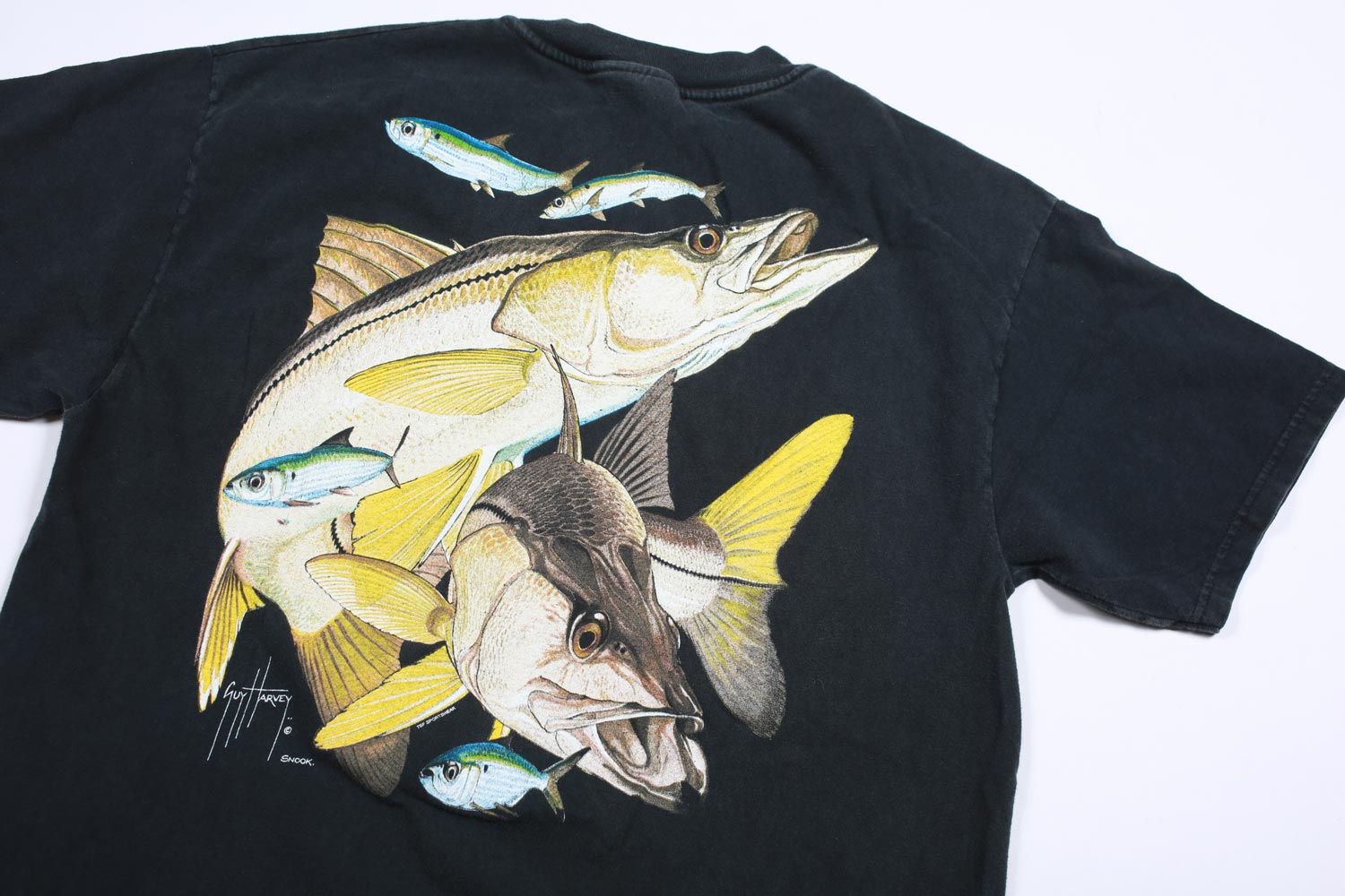 Vintage Guy Harvey Pocket Tee Snook Black L
