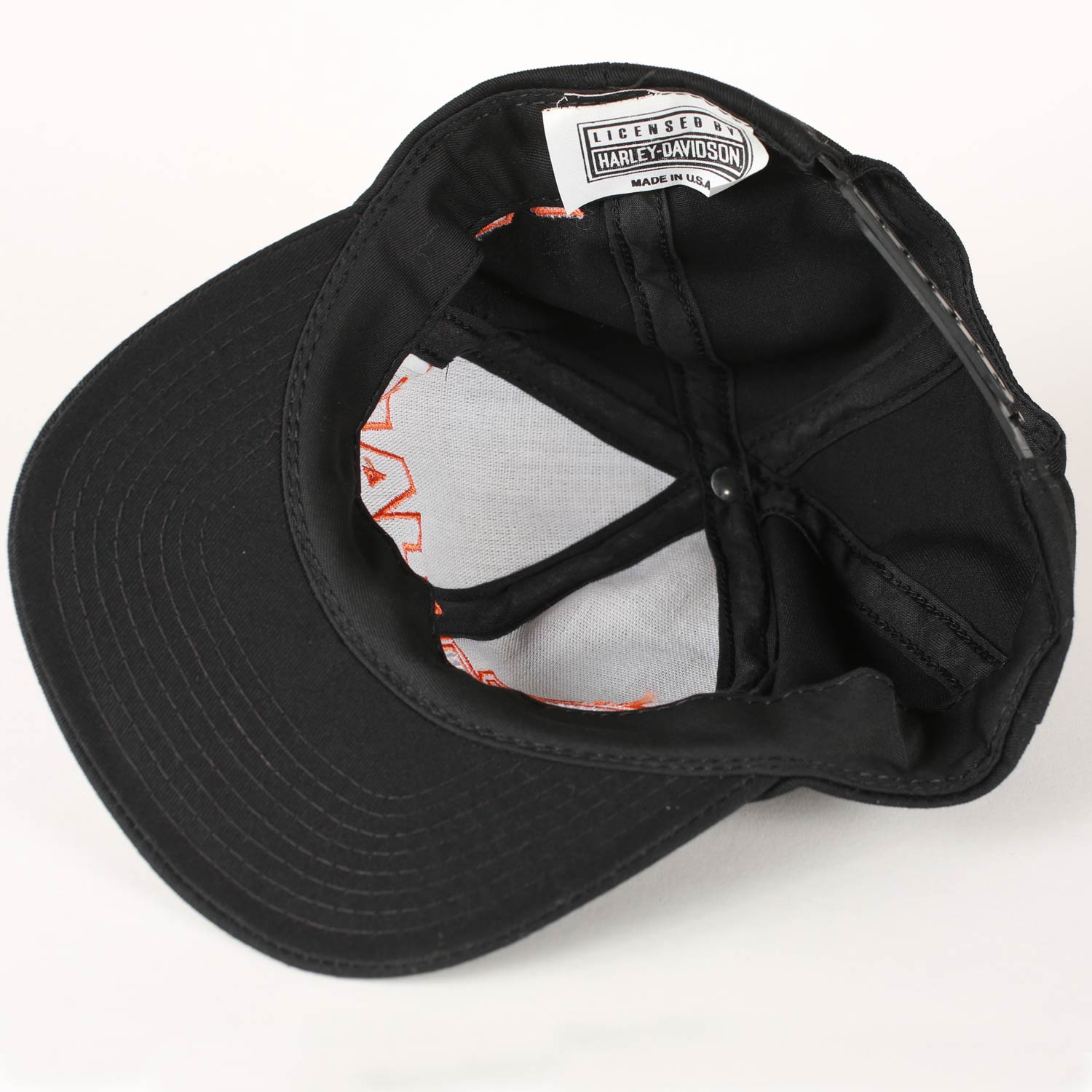 Vintage Harley Davidson Outline Embroidery Snapback Hat Black