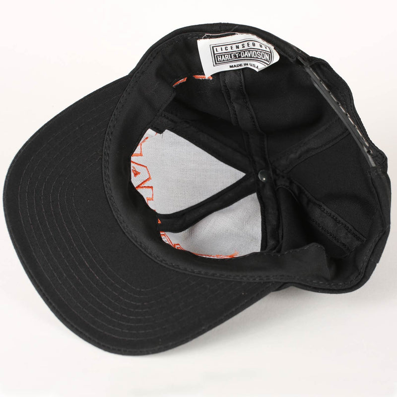Vintage Harley Davidson Outline Embroidery Snapback Hat Black