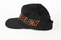 Vintage Harley Davidson Outline Embroidery Snapback Hat Black