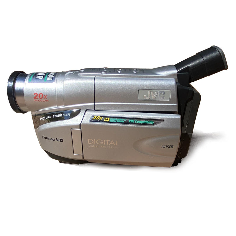 JVC video camera on a white background