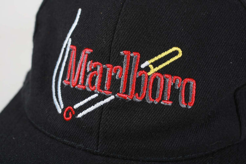 Vintage 90's Marlboro Embroidered Strap Back Hat Black