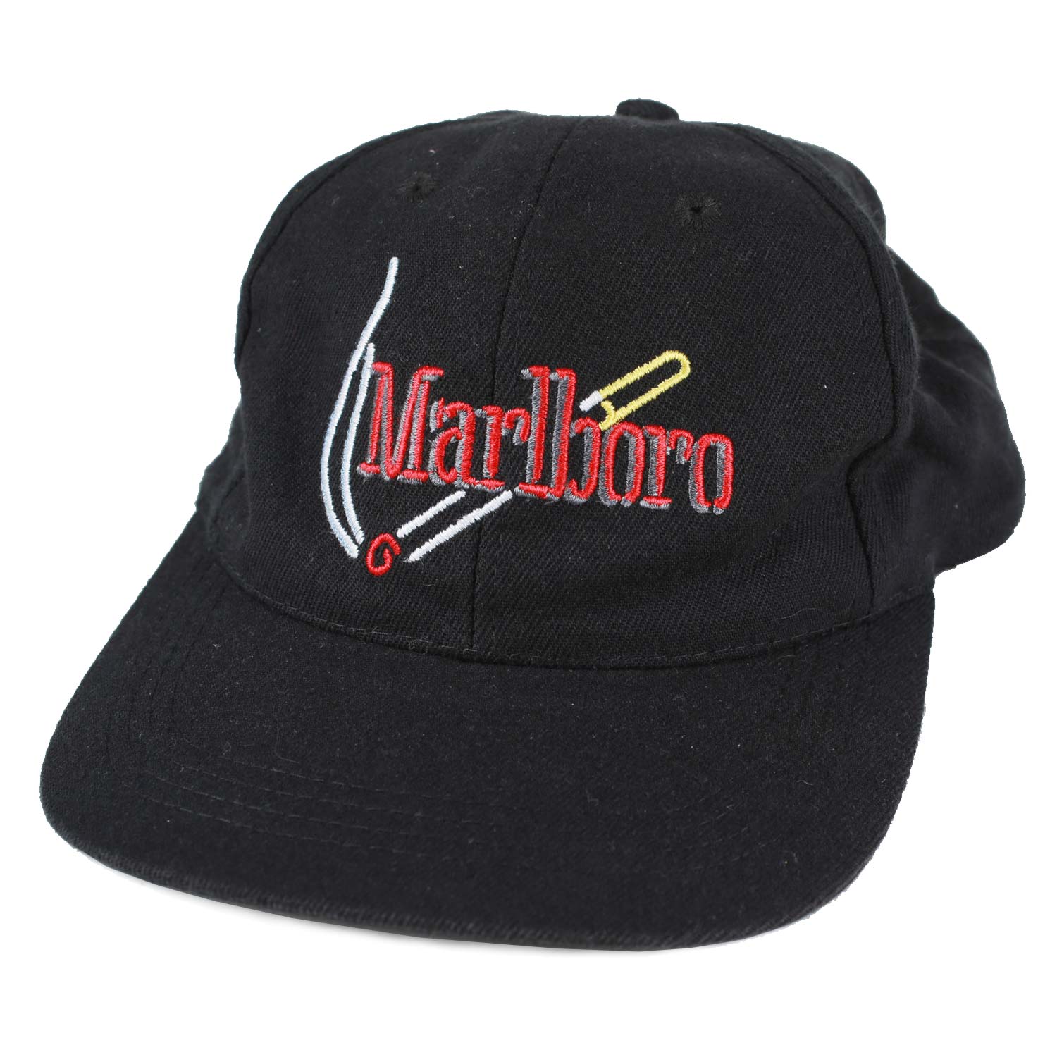 Vintage 90's Marlboro Embroidered Strap Back Hat Black