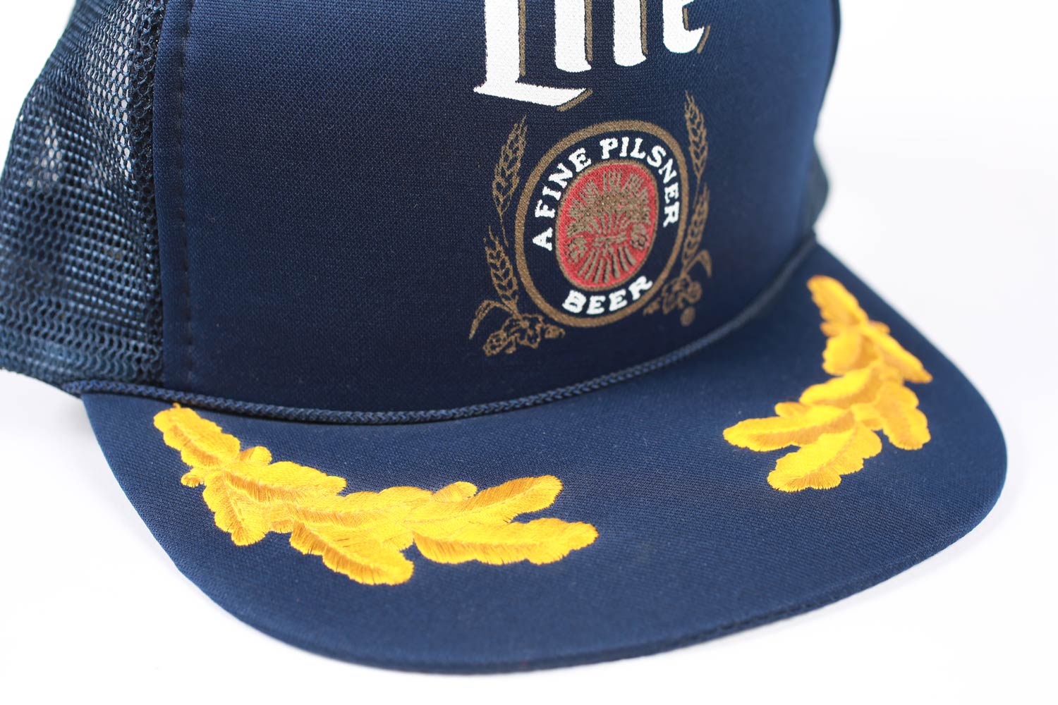 Vintage Miller Lite Mesh Trucker Snapback Hat Navy
