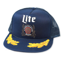 Vintage Miller Lite Mesh Trucker Snapback Hat Navy
