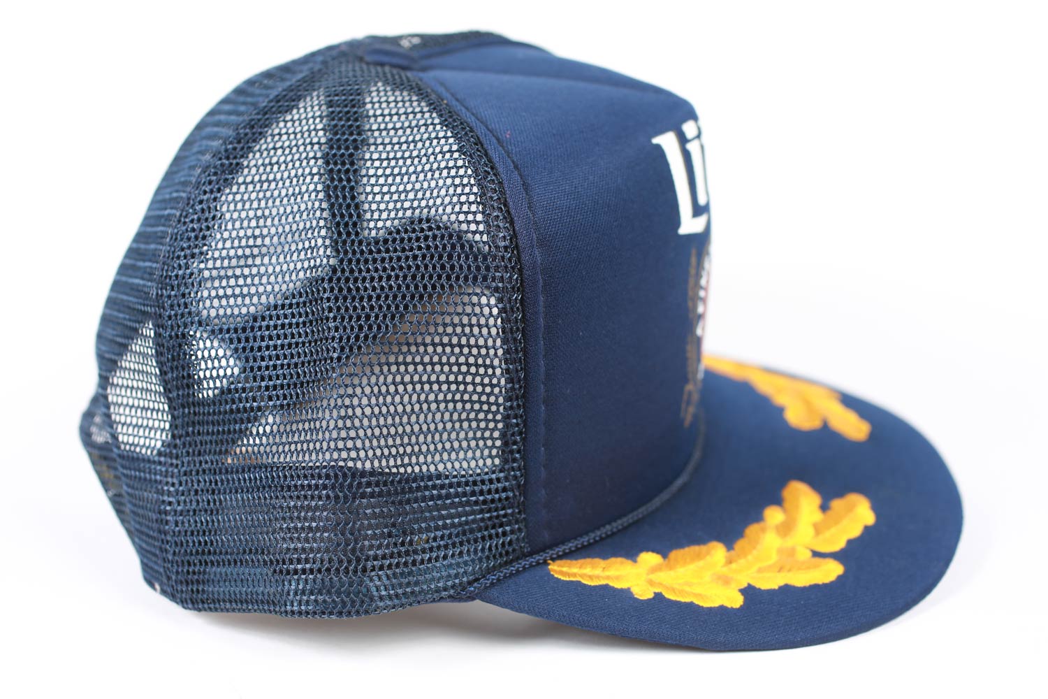 Vintage Miller Lite Mesh Trucker Snapback Hat Navy