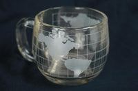 Vintage 1970s Nestle Etched World Map Glass Mug