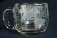 Vintage 1970s Nestle Etched World Map Glass Mug