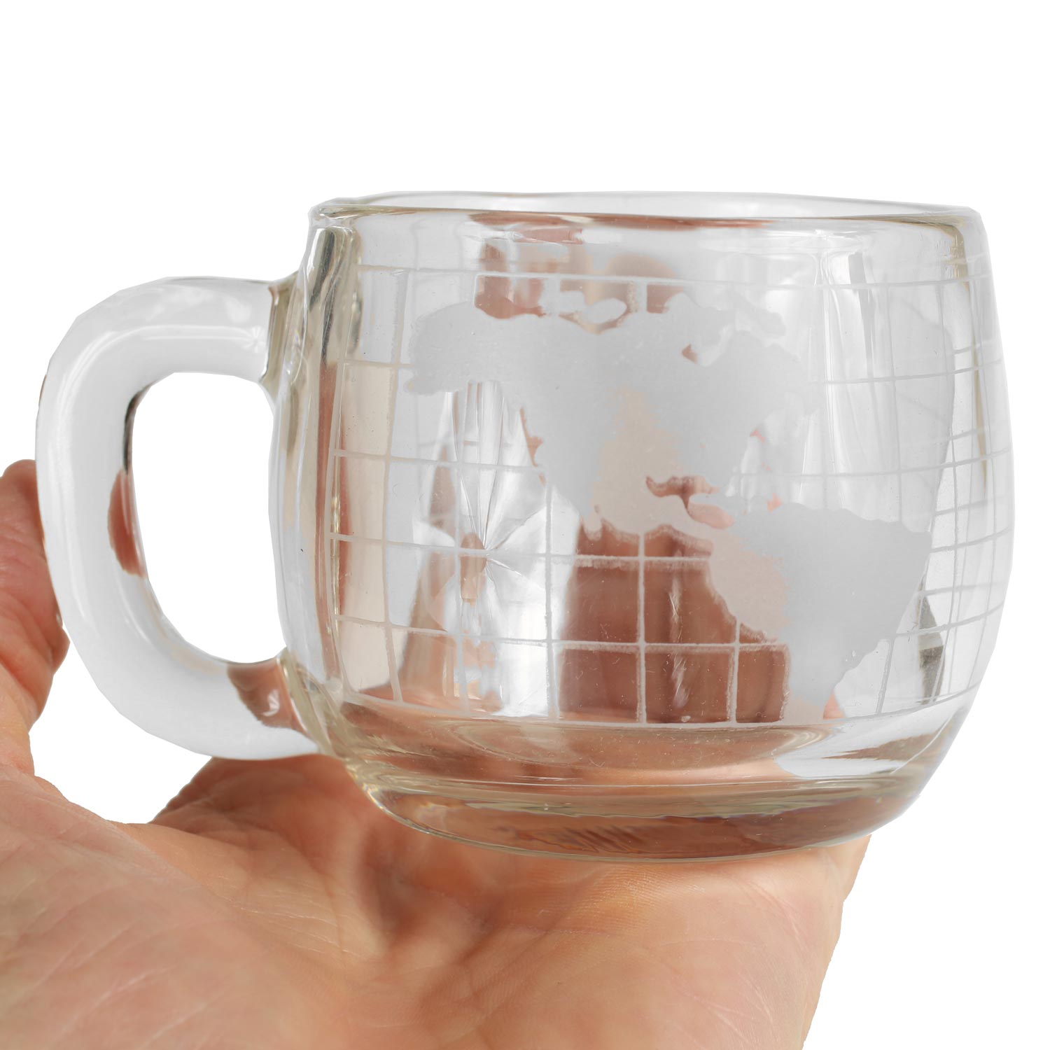 Vintage 1970s Nestle Etched World Map Glass Mug