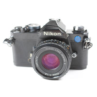 Vintage Nikon FM Black 35mm Film Camera with 50mm F/1.8 Nikon Pancake Lens