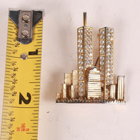 Vintage 1980's NYC Twin Towers Studded Broach Pin
