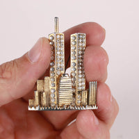 Vintage 1980's NYC Twin Towers Studded Broach Pin