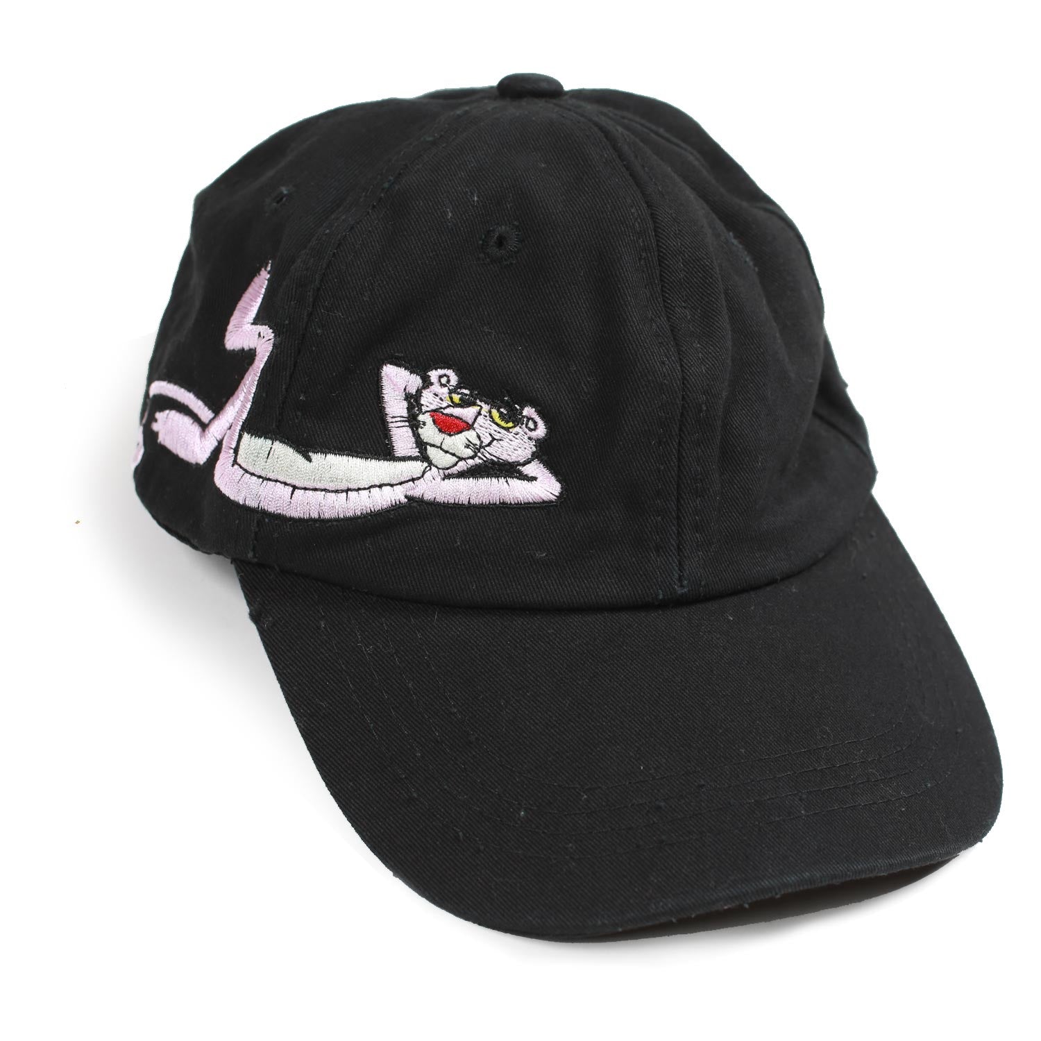 Vintage Pink Panther Embroidered Strap Back Hat Black