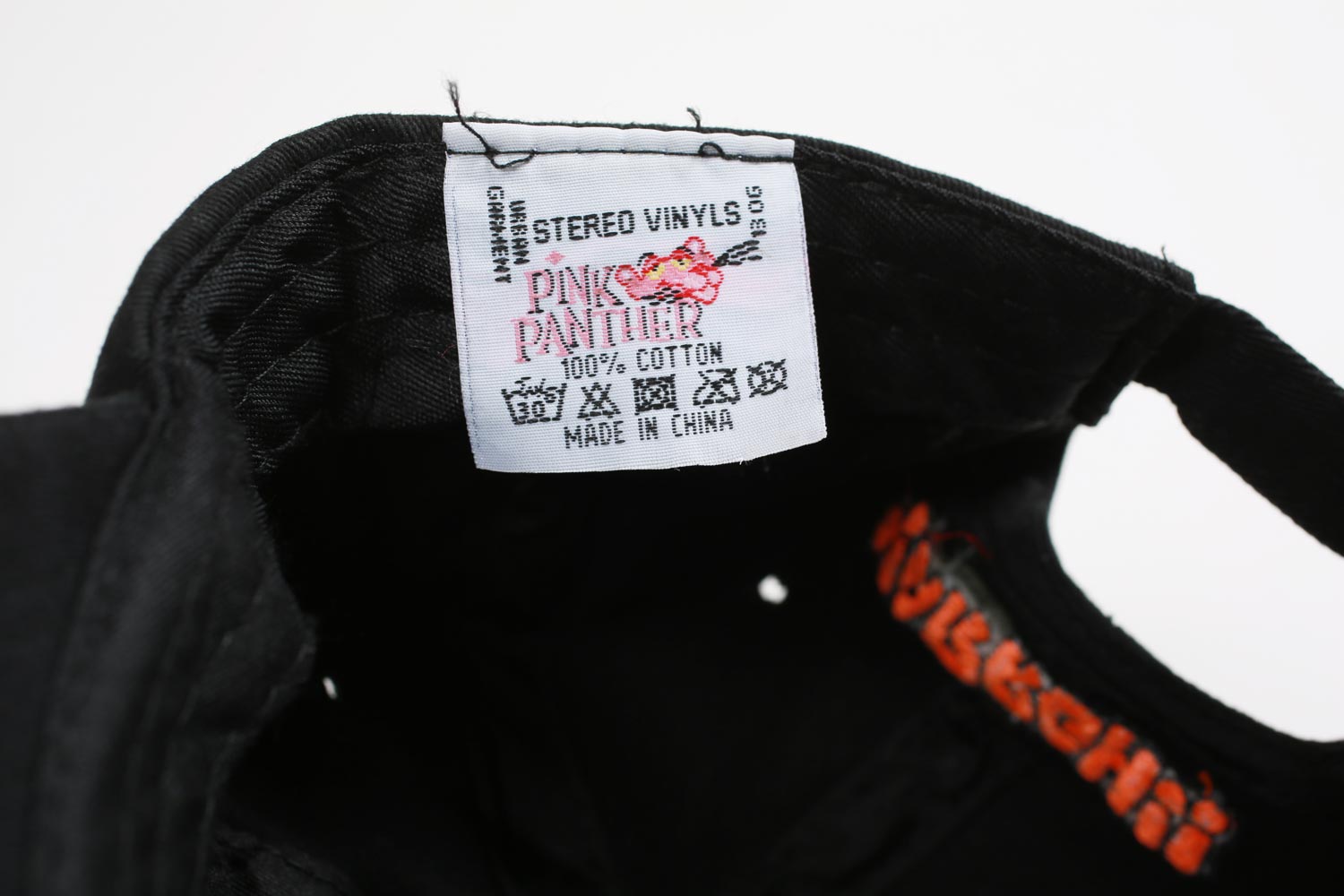 Vintage Pink Panther Embroidered Strap Back Hat Black