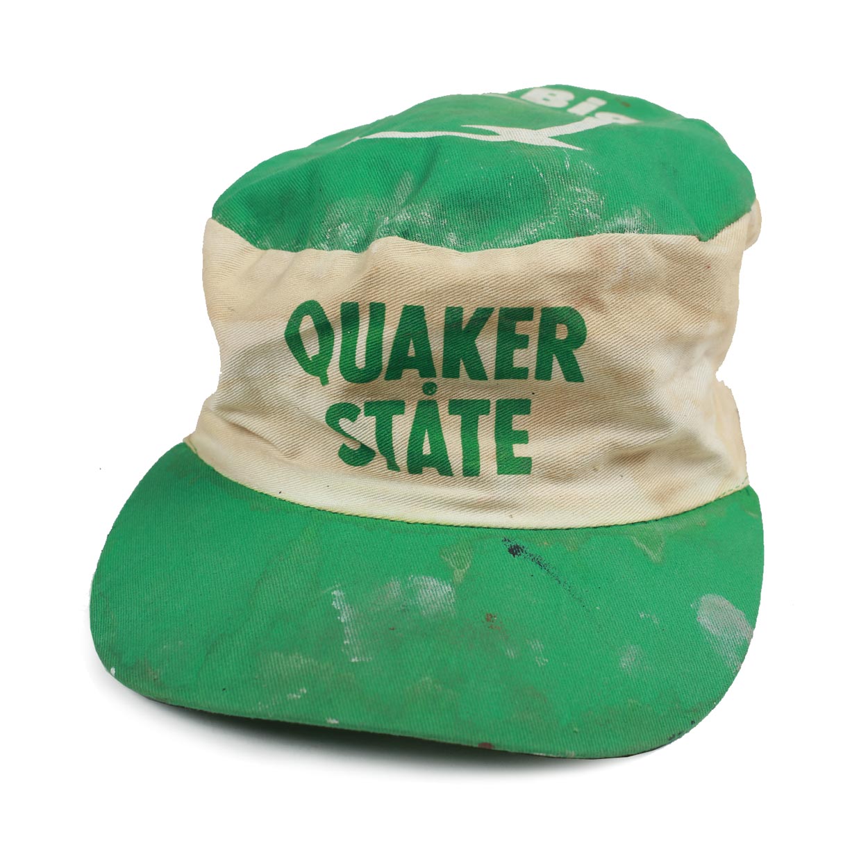 Vintage Quaker State Painters Hat White & Green