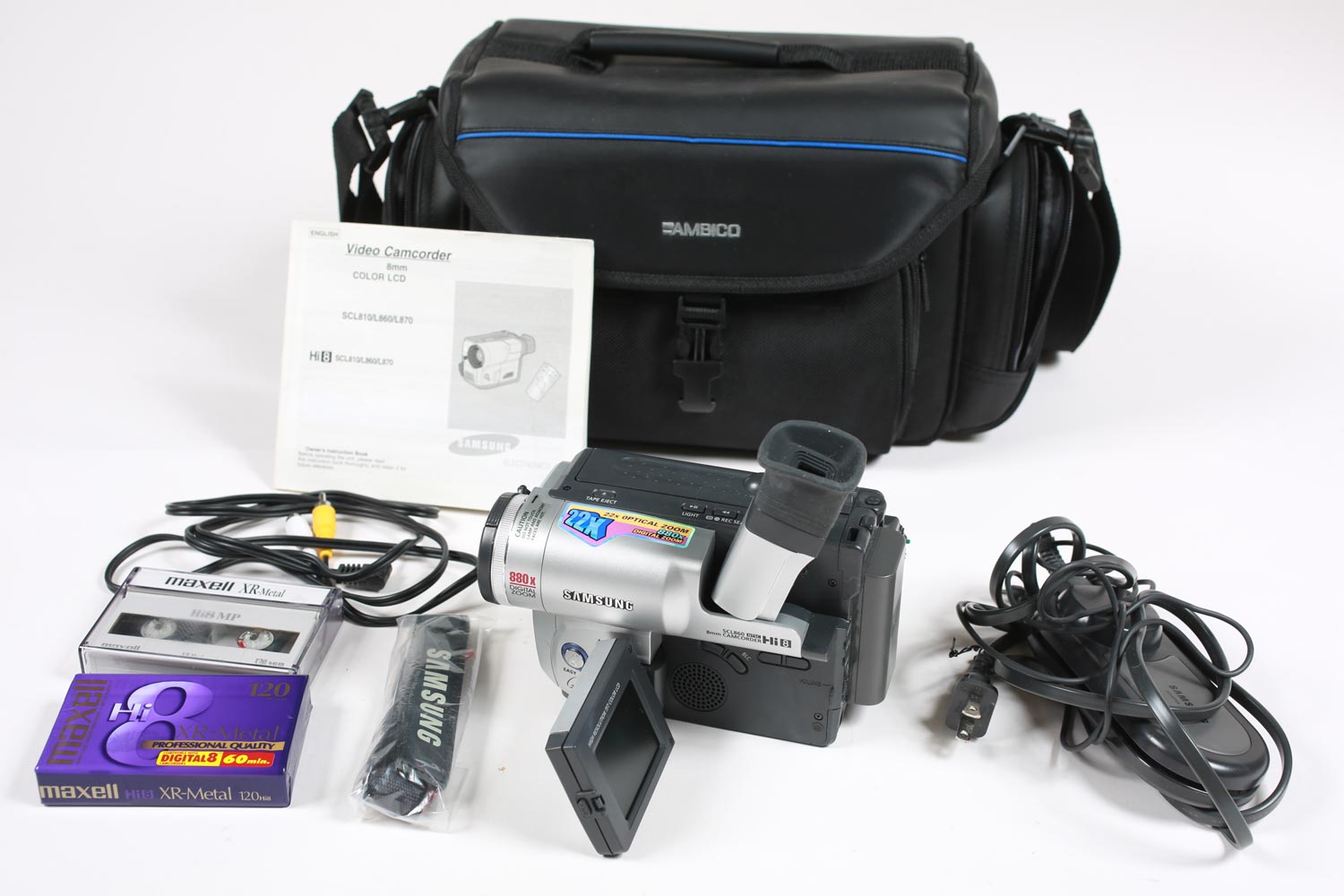 Vintage Samsung Hi-8 SCL-860 Hi8 Video Camera With Accessories