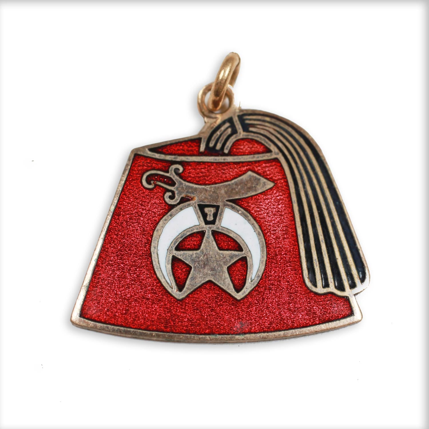 Vintage Shriner's Fez Enamel Pendant