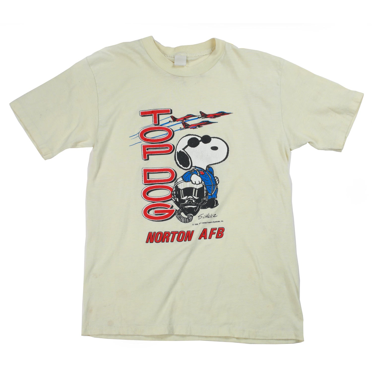 Vintage Snoopy 1980s Air Force Base Tee Yellow M