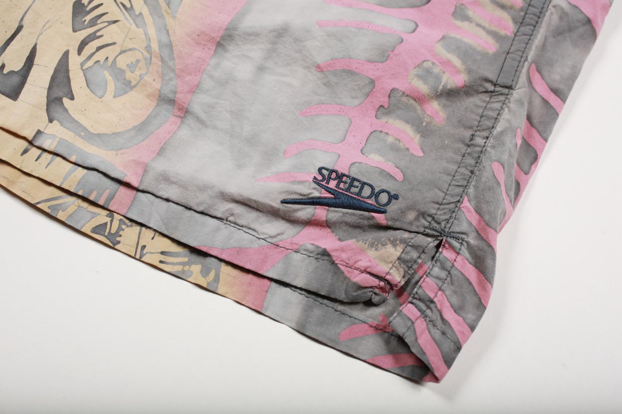 Vintage Speedo Board Shorts Fish Skeleton Pattern Swim Trunks  L