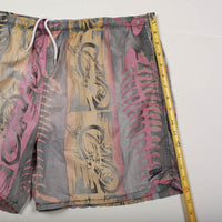 Vintage Speedo Board Shorts Fish Skeleton Pattern Swim Trunks  L