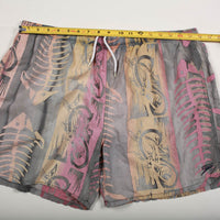 Vintage Speedo Board Shorts Fish Skeleton Pattern Swim Trunks  L
