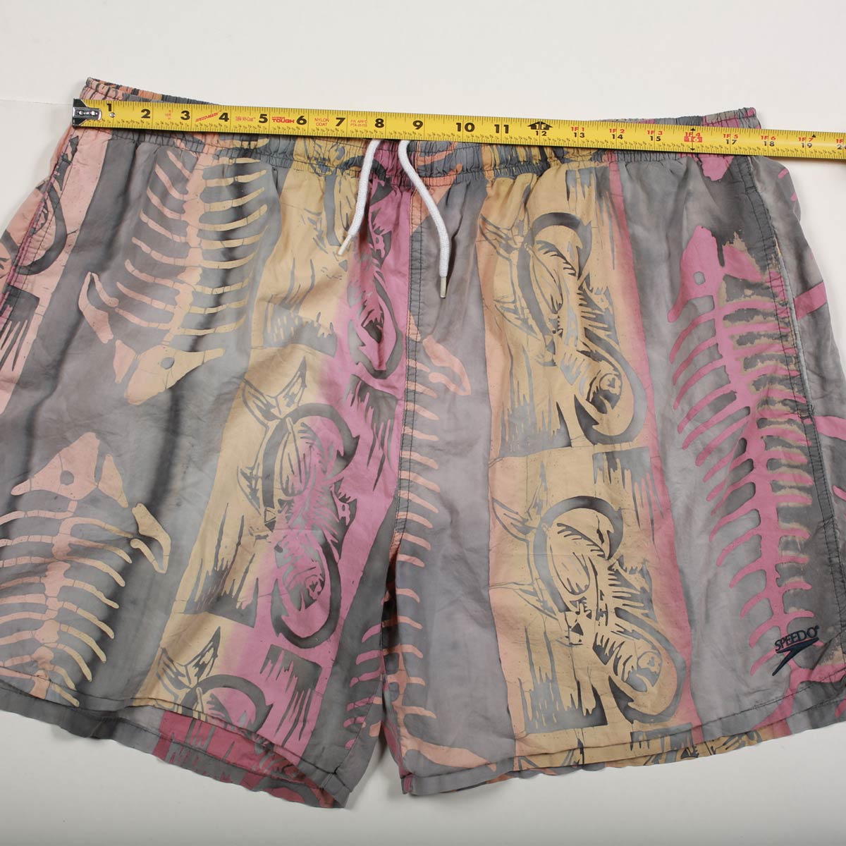 Vintage Speedo Board Shorts Fish Skeleton Pattern Swim Trunks  L