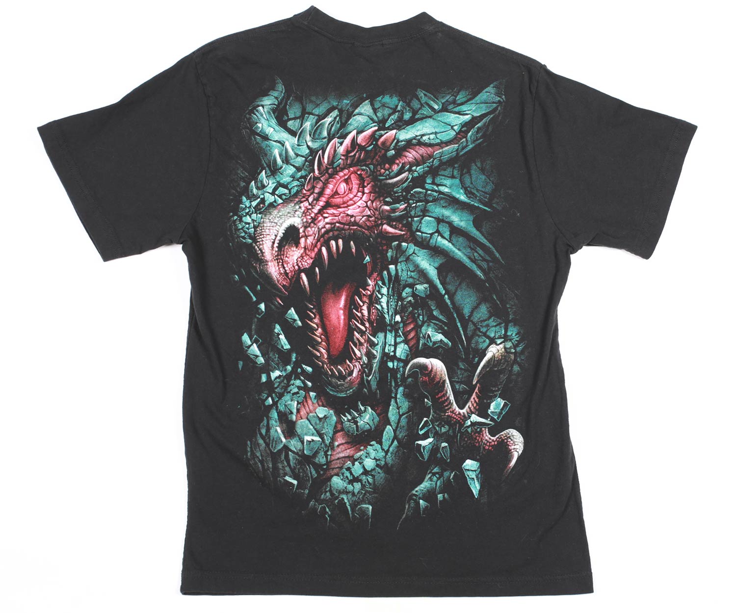 Vintage Spiral Direct Dragon and Wizard Double-Sided Tee M