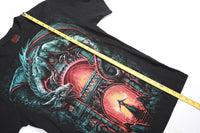 Vintage Spiral Direct Dragon and Wizard Double-Sided Tee M