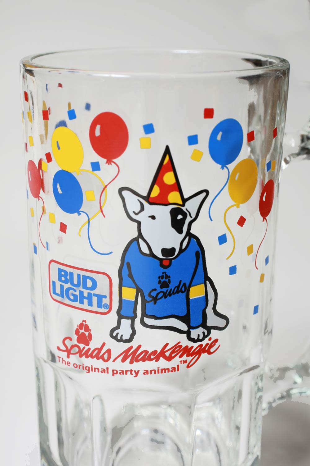 Vintage 1987 Bud Light Spuds Mackenzie Beer Mug Glass