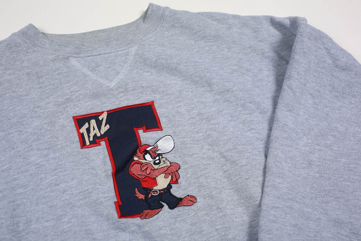 Vintage Embroidered Taz Crewneck Sweatshirt Heather XL