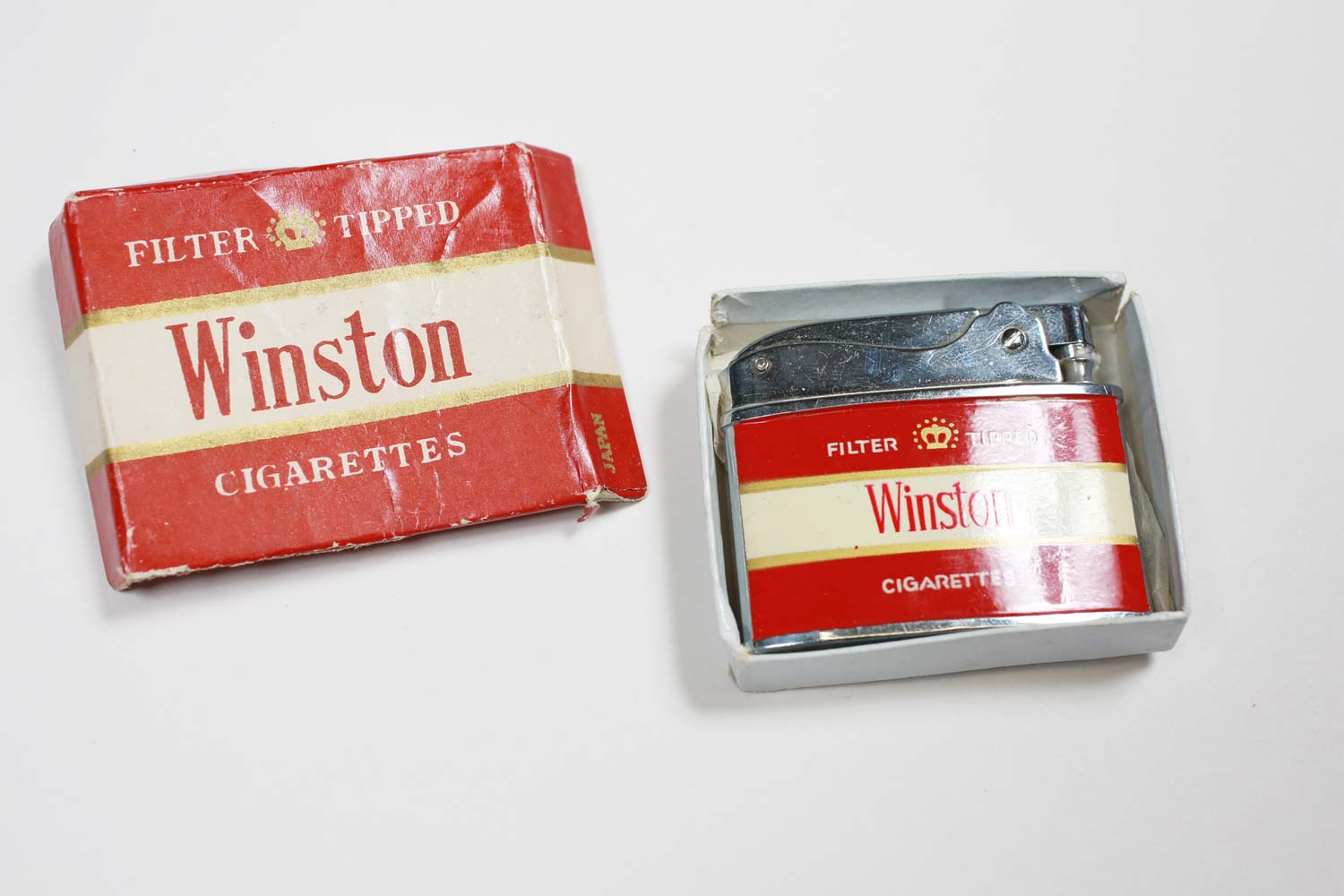Vintage Winston Cigarette Zenith Butane Lighter With Box