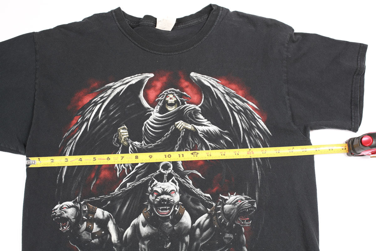 Vintage Y2K Grim ReaperWith Hell Hounds Tee Black L