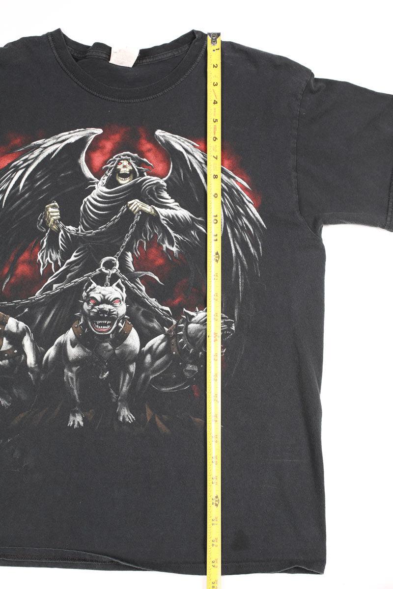 Vintage Y2K Grim ReaperWith Hell Hounds Tee Black L