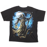 Vintage Skeleton Night Reaper Y2K Affliction Style Tee Black XL