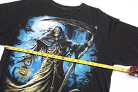 Vintage Skeleton Night Reaper Y2K Affliction Style Tee Black XL