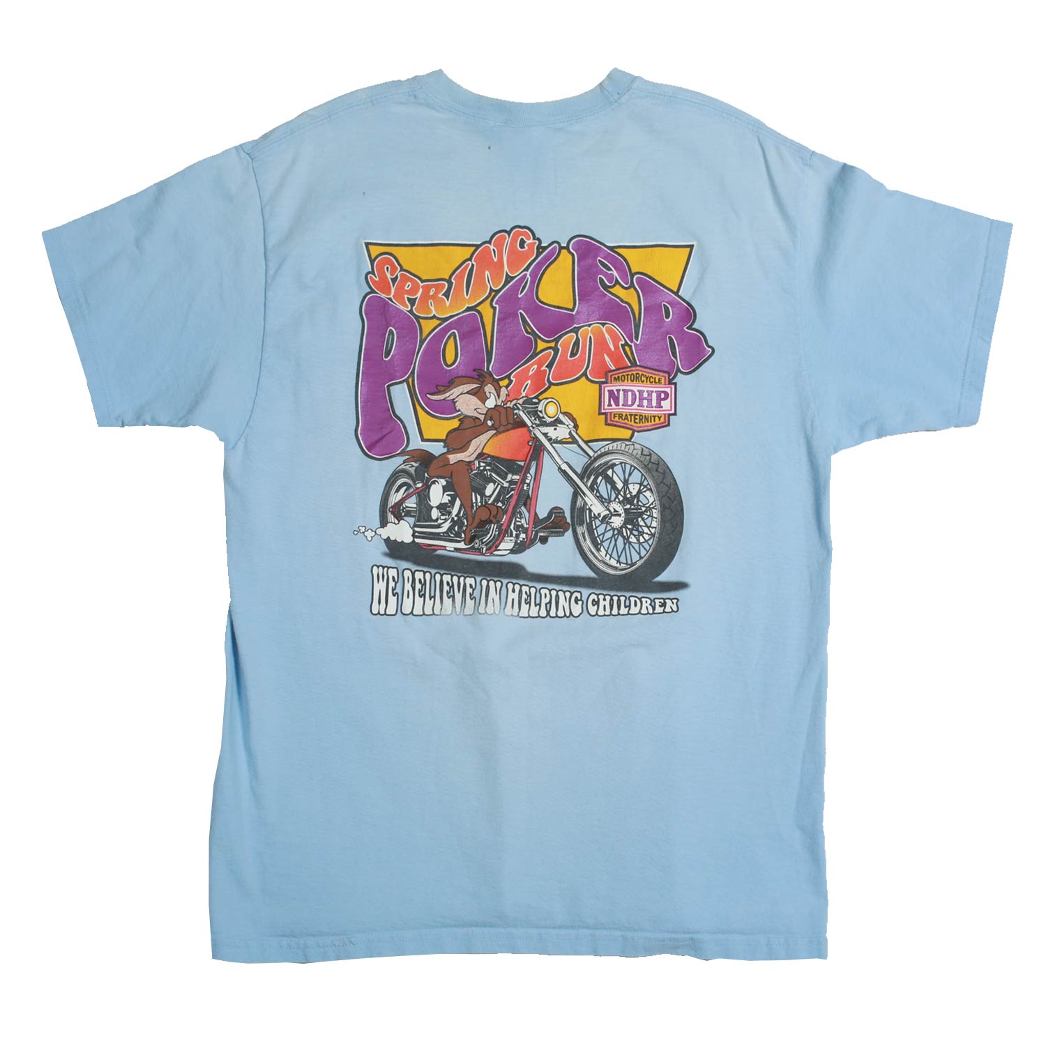 Vintage Wile E Coyote Motorcycle Tee Light Blue L