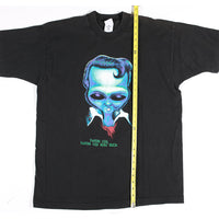 Vintage Alien Elvis Tee Single Stitch Black XL top bottom measurement