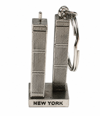 Vintage Twin Towers NYC World Trade Center Keychain standing