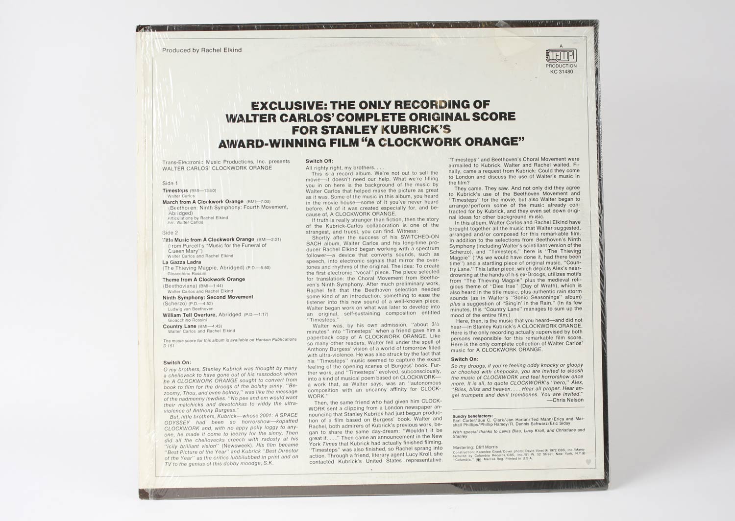 Vintage A Clockwork Orange Soundtrack Vinyl LP 1972