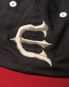 Evisen Skateboards One Up 6 Panel Hat Dark Grey / Red front embroidery detail